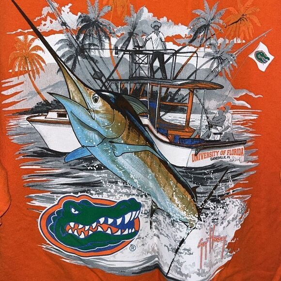 Guy Harvey Sailfish UF University Florida Gators Gainesville FL orange T-Shirt - Picture 2 of 4